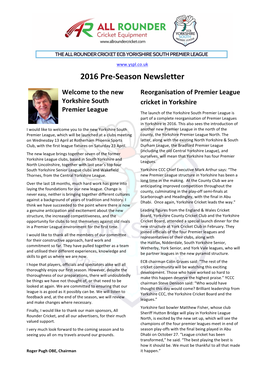 2016 Pre-Season Newsletter