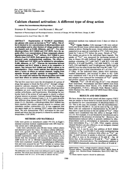 Calcium Channel Activation: a Different Type of Drug Action (Calcium Flux/Neuroblastoma/Dihydropyridines) STEPHEN B