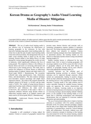 Korean Drama As Geography's Audio-Visual Learning Media of Disaster Mitigation