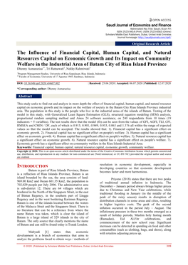 The Influence of Financial Capital, Human Capital, and Natural Resources Capital on Economic Growth and Its Impact on Community