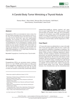 A Carotid Body Tumor Mimicking a Thyroid Nodule
