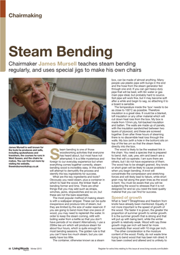Steam Bending Chairmaker James Mursell Teaches Steam Bending Regularly, and Uses Special Jigs to Make His Own Chairs