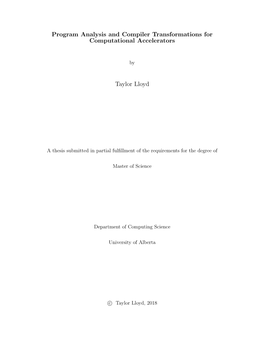 Program Analysis and Compiler Transformations for Computational Accelerators
