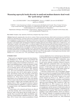 Measuring Saproxylic Beetle Diversity in Small and Medium Diameter Dead Wood: the “Grab-And-Go” Method