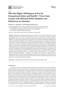 Who Has Higher Willingness to Pay for Occupational Safety and Health?—Views from Groups with Different Public Identities and Differences in Attention