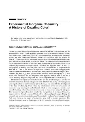 Experimental Inorganic Chemistry: a History of Dazzling Color!