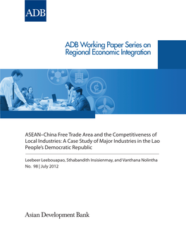 ASEAN–China Free Trade Area and the Competitiveness of Local Industries: a Case Study of Major Industries in the Lao People’S Democratic Republic