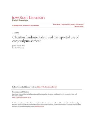 Christian Fundamentalism and the Reported Use of Corporal Punishment James Francis Ross Iowa State University