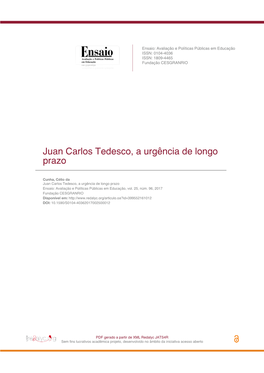 Juan Carlos Tedesco, a Urgência De Longo Prazo