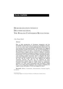 Democratization Without Decommunization. the Balkans Unifinished Revolutions