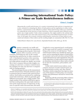 Measuring International Trade Policy: a Primer on Trade Restrictiveness Indices