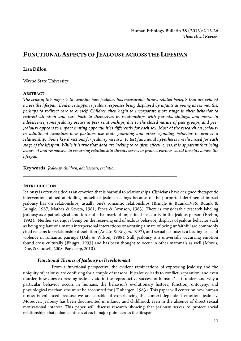 Functional Aspects of Jealousy Across the Lifespan