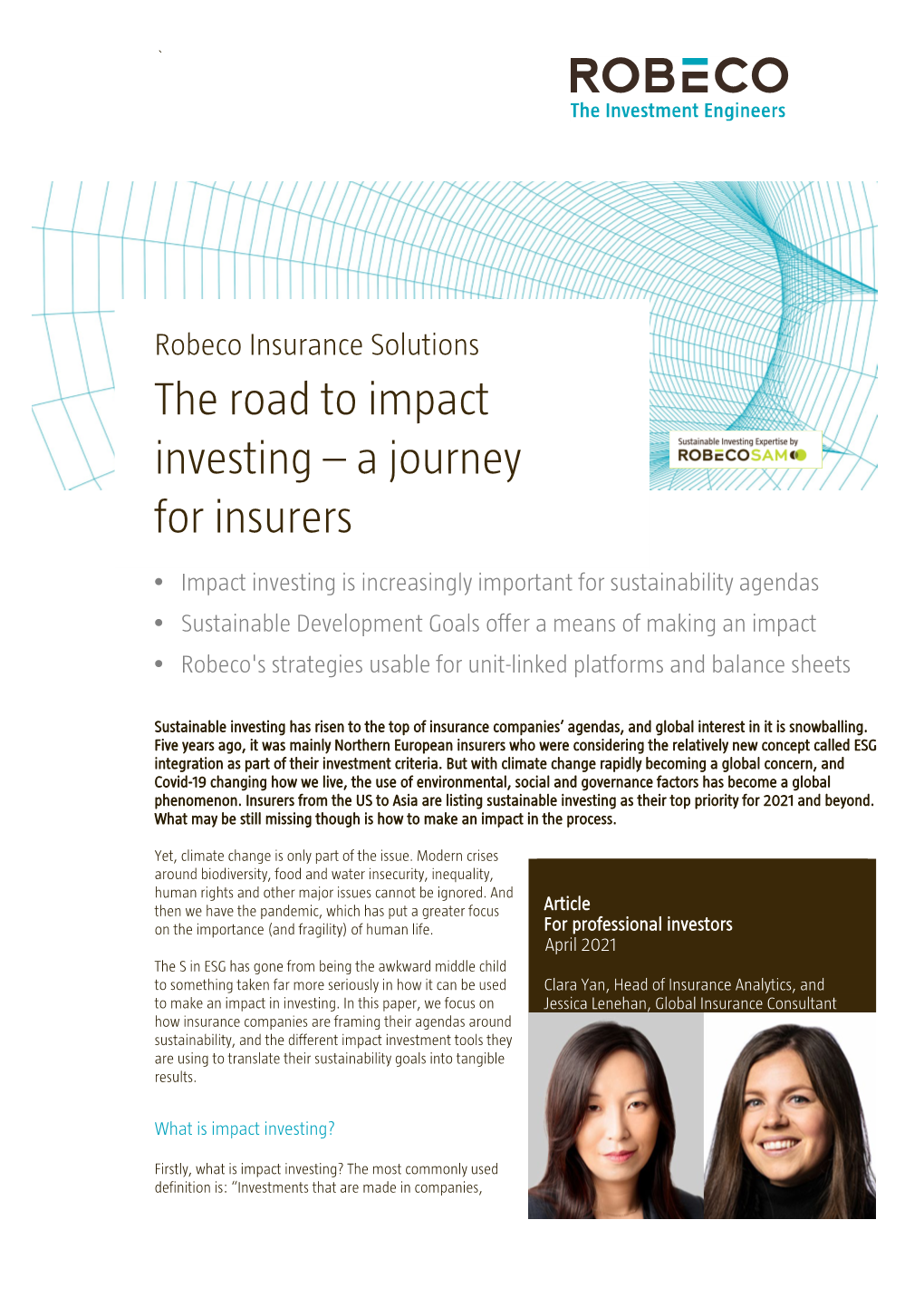 The Road to Impact Investing – a Journey for Insurers