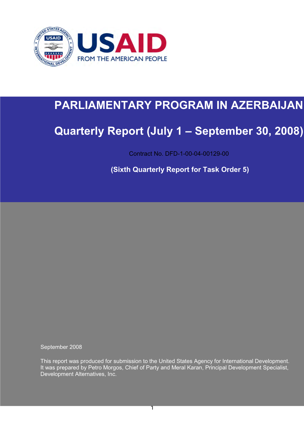 PARLIAMENTARY PROGRAM in AZERBAIJAN Quarterly