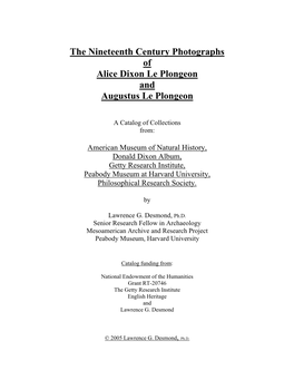 The Nineteenth Century Photographs of Alice Dixon Le Plongeon and Augustus Le Plongeon