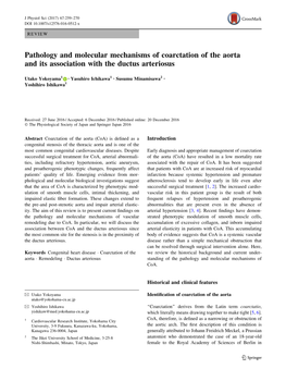 Pathology and Molecular Mechanisms of Coarctation of the Aorta and Its Association with the Ductus Arteriosus