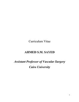 Curriculum Vitae AHMED S.M. SAYED