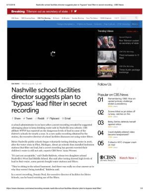 Nashville School Facilities Director Suggests Plan to "Bypass" Lead Filter in Secret Recording - CBS News