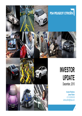 INVESTOR UPDATE December, 2010