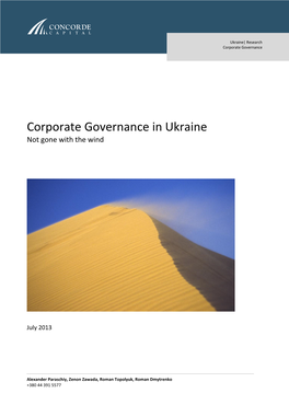 Corporate Governance in Ukraine / Not Gone with the Wind / May 2013