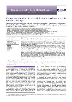 Chronic Consumption of Cassava Juice Induces Cellular Stress in Rat Substantia Nigra