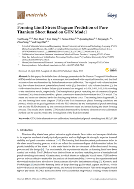 Forming Limit Stress Diagram Prediction of Pure Titanium Sheet Based on GTN Model