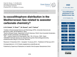 Coccolithophore Distribution in the Mediterranean Sea and Relate A