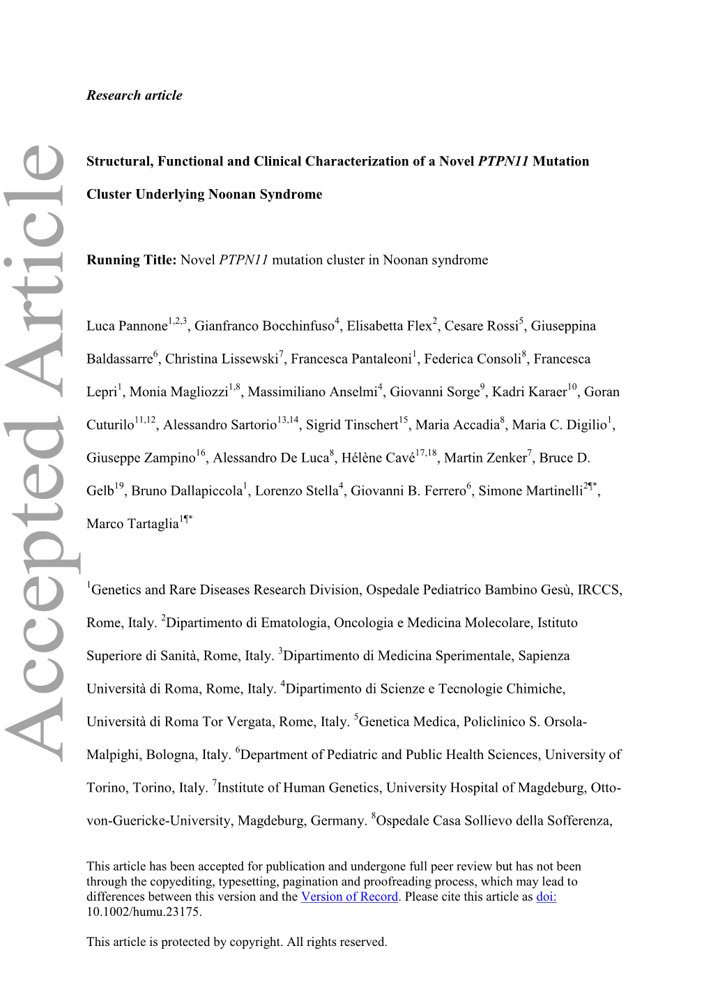 Structural, Functional and Clinical Characterization of a Novel PTPN11 Mutation