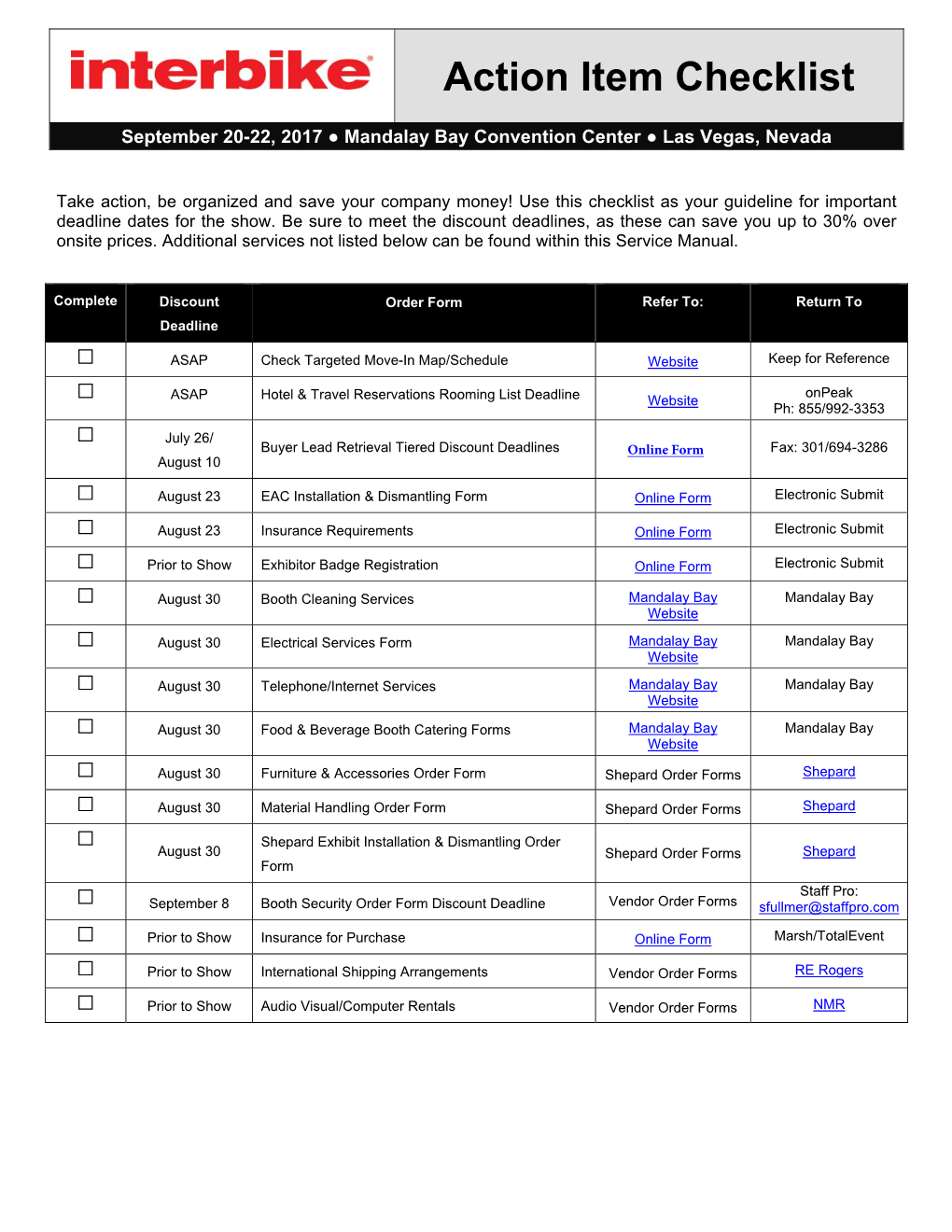 Action Item Checklist