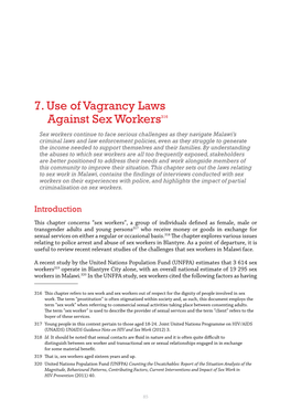 Use of Vagrancy Laws Against Sex Workers