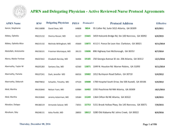 APRN and Delegating Physician - Active Reviewed Nurse Protocol Agreements