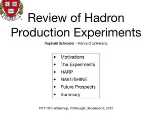 Review of Hadron Production Experiments Raphaël Schroeter - Harvard University