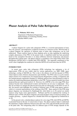 Phasor Analysis of Pulse Tube Refrigerator