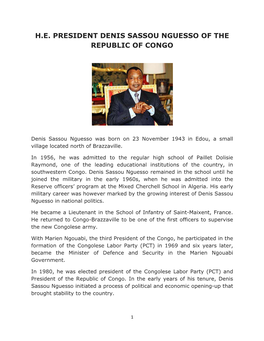 H.E. President Denis Sassou Nguesso of the Republic of Congo