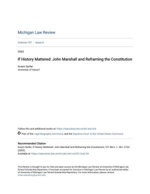 John Marshall and Reframing the Constitution
