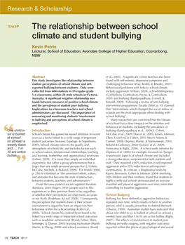 The Relationship Between School Climate and Student Bullying