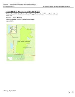 Mount Thielsen Wilderness Air Quality Report, 2012