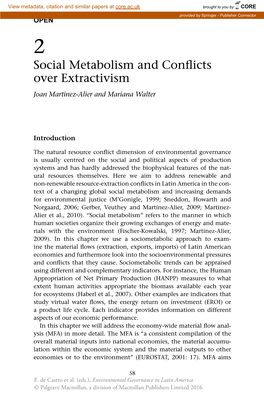Social Metabolism and Conflicts Over Extractivism