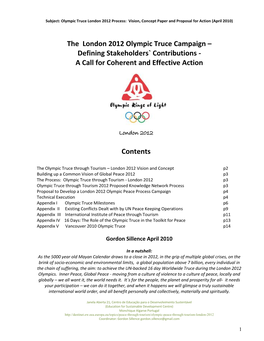 The London 2012 Olympic Truce Campaign – Defining Stakeholders` Contributions - a Call for Coherent and Effective Action