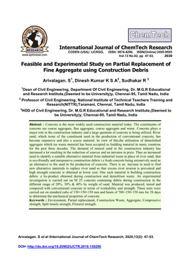 Feasible and Experimental Study on Partial Replacement of Fine Aggregate Using Construction Debris