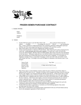 Frozen Semen Purchase Contract