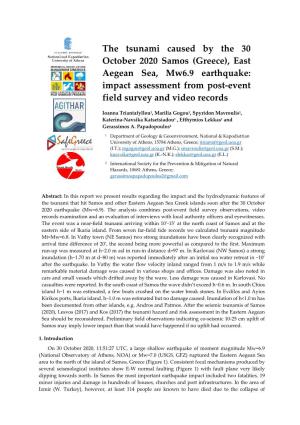The Tsunami Caused by the 30 October 2020 Samos (Greece), East Aegean Sea, Mw6.9 Earthquake: Impact Assessment from Post-Event F