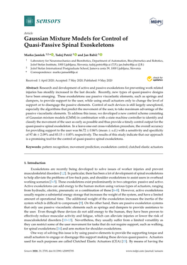 Gaussian Mixture Models for Control of Quasi-Passive Spinal Exoskeletons