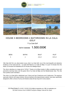 HOUSE 5 BEDROOMS 4 BATHROOMS in LA CALA GOLF La Cala Golf