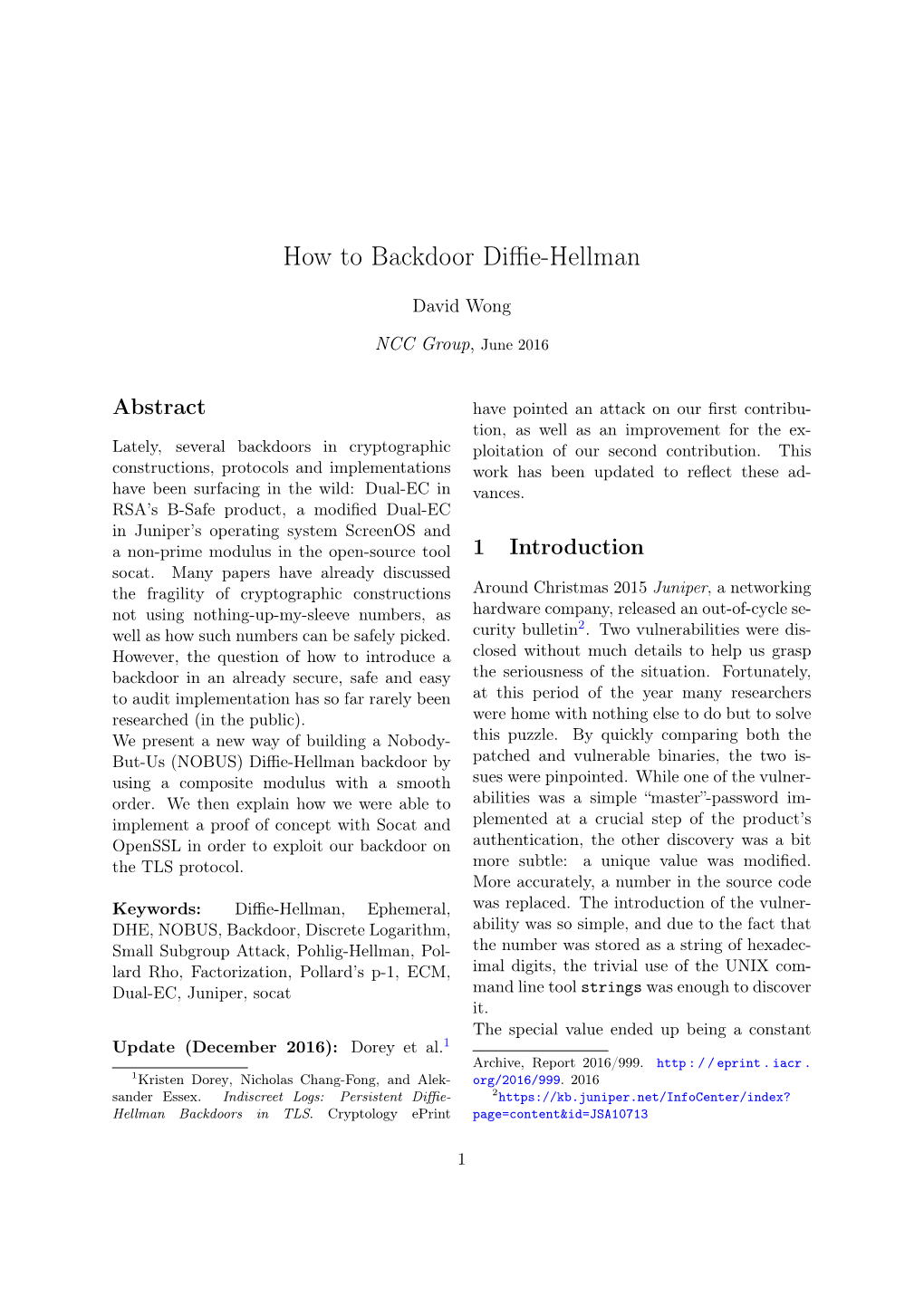How to Backdoor Diffie-Hellman