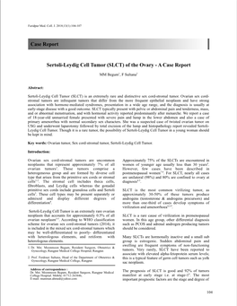 Sertoli-Leydig Cell Tumor (SLCT) of the Ovary - a Case Report