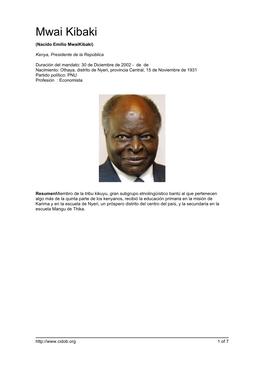 Mwai Kibaki (Nacido Emilio Mwaikibaki)