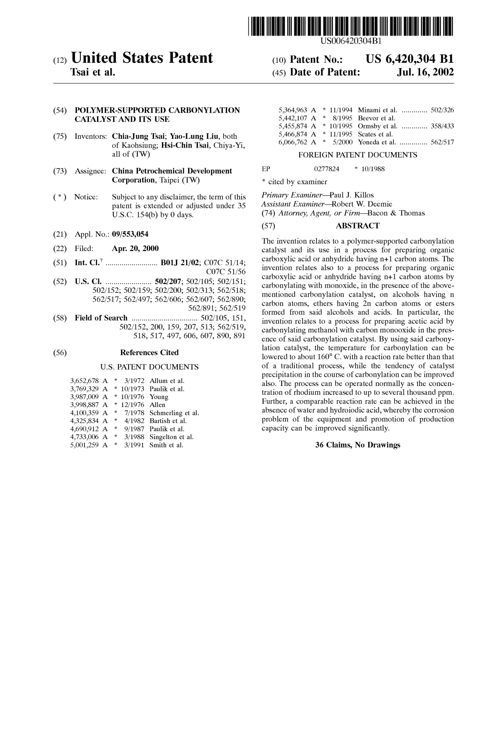 (10) Patent No.: US 6420304 B1