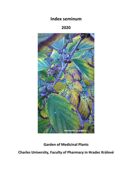 Page 1 Index Seminum 2020 Garden of Medicinal Plants Charles