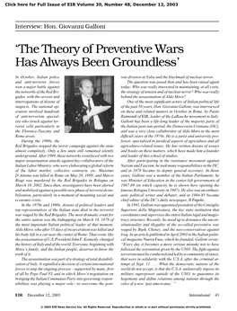 'The Theory of Preventive Wars Has Always Been Groundless'